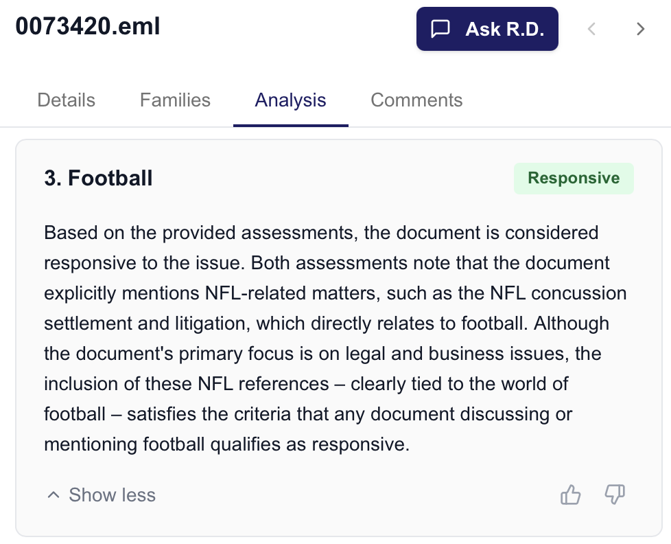 First-level review analysis